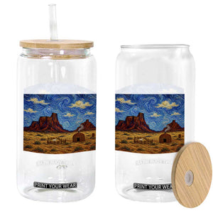 Starry Night Desert Monument Valley Glass Can Hogan Home Oil Painting Graphic