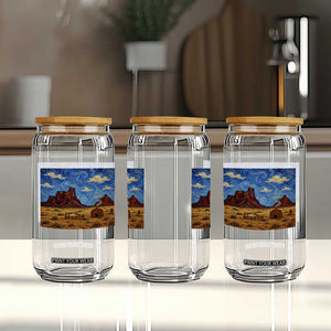 Starry Night Desert Monument Valley Glass Can Hogan Home Oil Painting Graphic