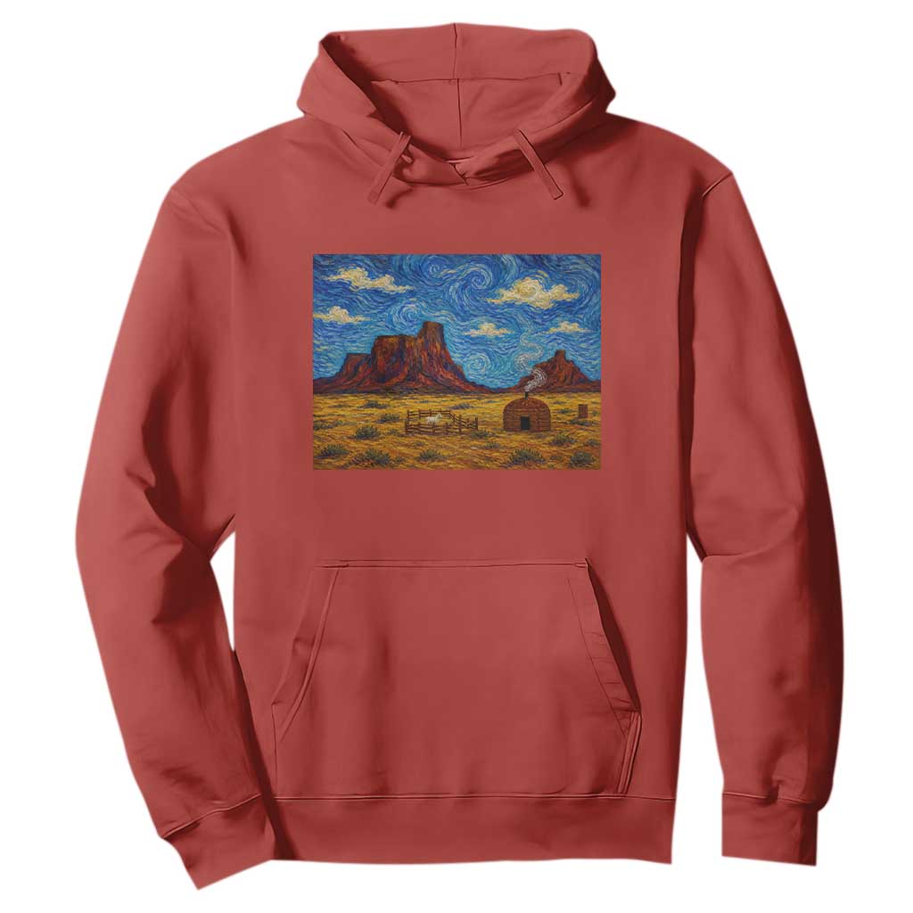 Starry Night Desert Monument Valley Hoodie Hogan Home Oil Painting Graphic