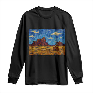 Starry Night Desert Monument Valley Long Sleeve Shirt Hogan Home Oil Painting Graphic