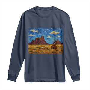 Starry Night Desert Monument Valley Long Sleeve Shirt Hogan Home Oil Painting Graphic