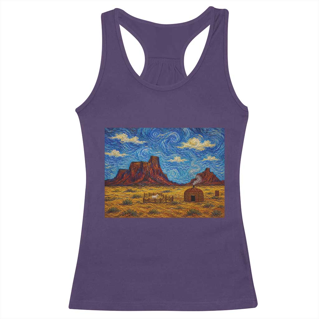 Starry Night Desert Monument Valley Racerback Tank Top Hogan Home Oil Painting Graphic