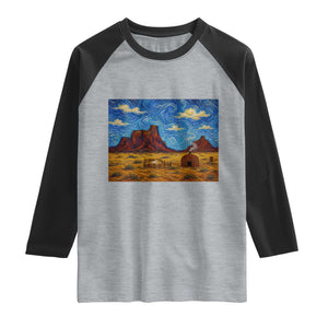 Starry Night Desert Monument Valley Raglan Shirt Hogan Home Oil Painting Graphic