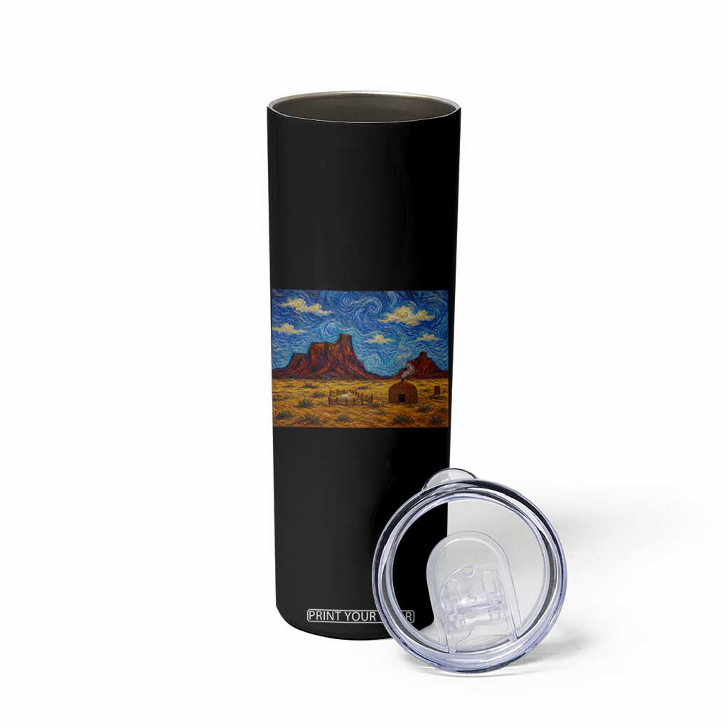 Starry Night Desert Monument Valley Skinny Tumbler Hogan Home Oil Painting Graphic