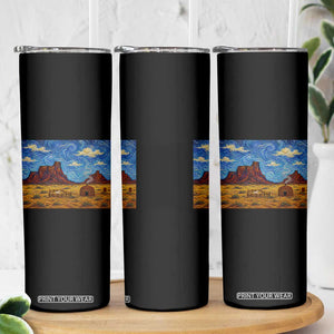 Starry Night Desert Monument Valley Skinny Tumbler Hogan Home Oil Painting Graphic