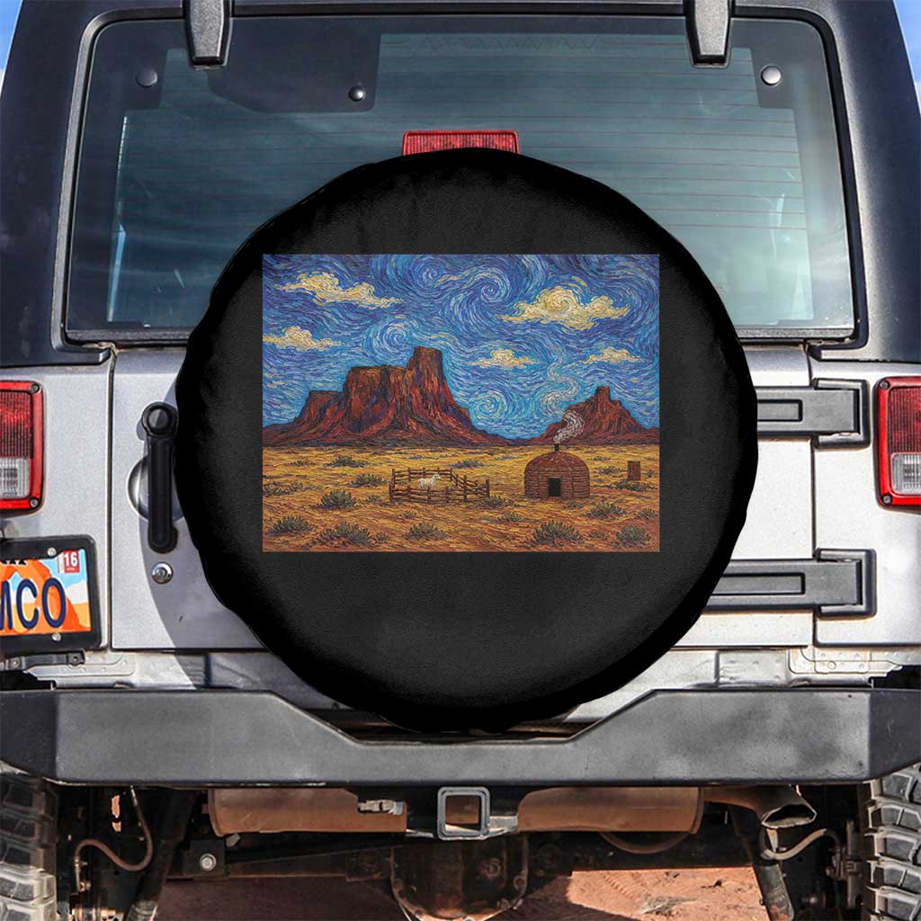 Starry Night Desert Monument Valley Spare Tire Cover Hogan Home Oil Painting Graphic TS12 No hole Black Print Your Wear