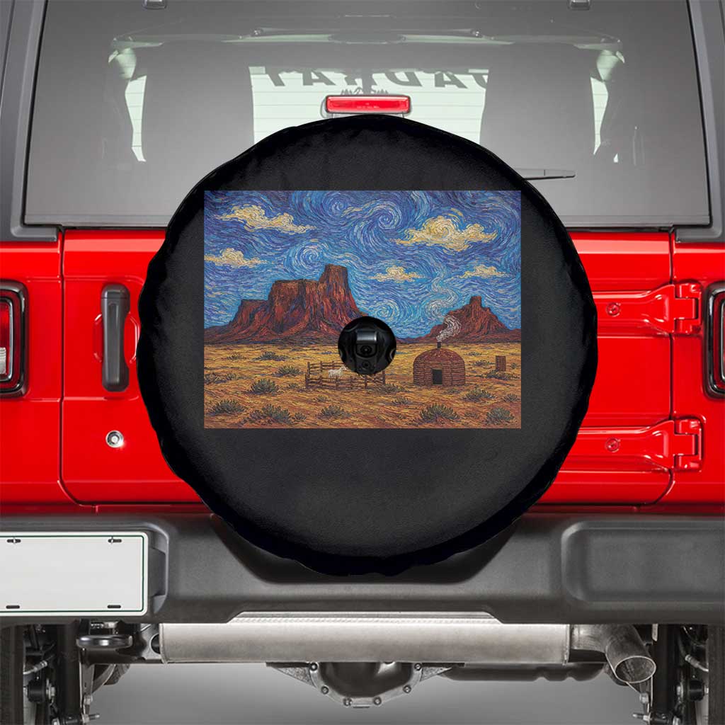 Starry Night Desert Monument Valley Spare Tire Cover Hogan Home Oil Painting Graphic