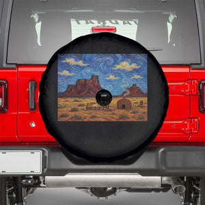 Starry Night Desert Monument Valley Spare Tire Cover Hogan Home Oil Painting Graphic