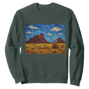 Starry Night Desert Monument Valley Sweatshirt Hogan Home Oil Painting Graphic
