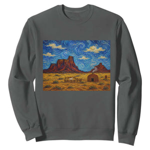 Starry Night Desert Monument Valley Sweatshirt Hogan Home Oil Painting Graphic
