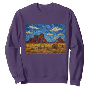 Starry Night Desert Monument Valley Sweatshirt Hogan Home Oil Painting Graphic
