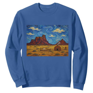 Starry Night Desert Monument Valley Sweatshirt Hogan Home Oil Painting Graphic
