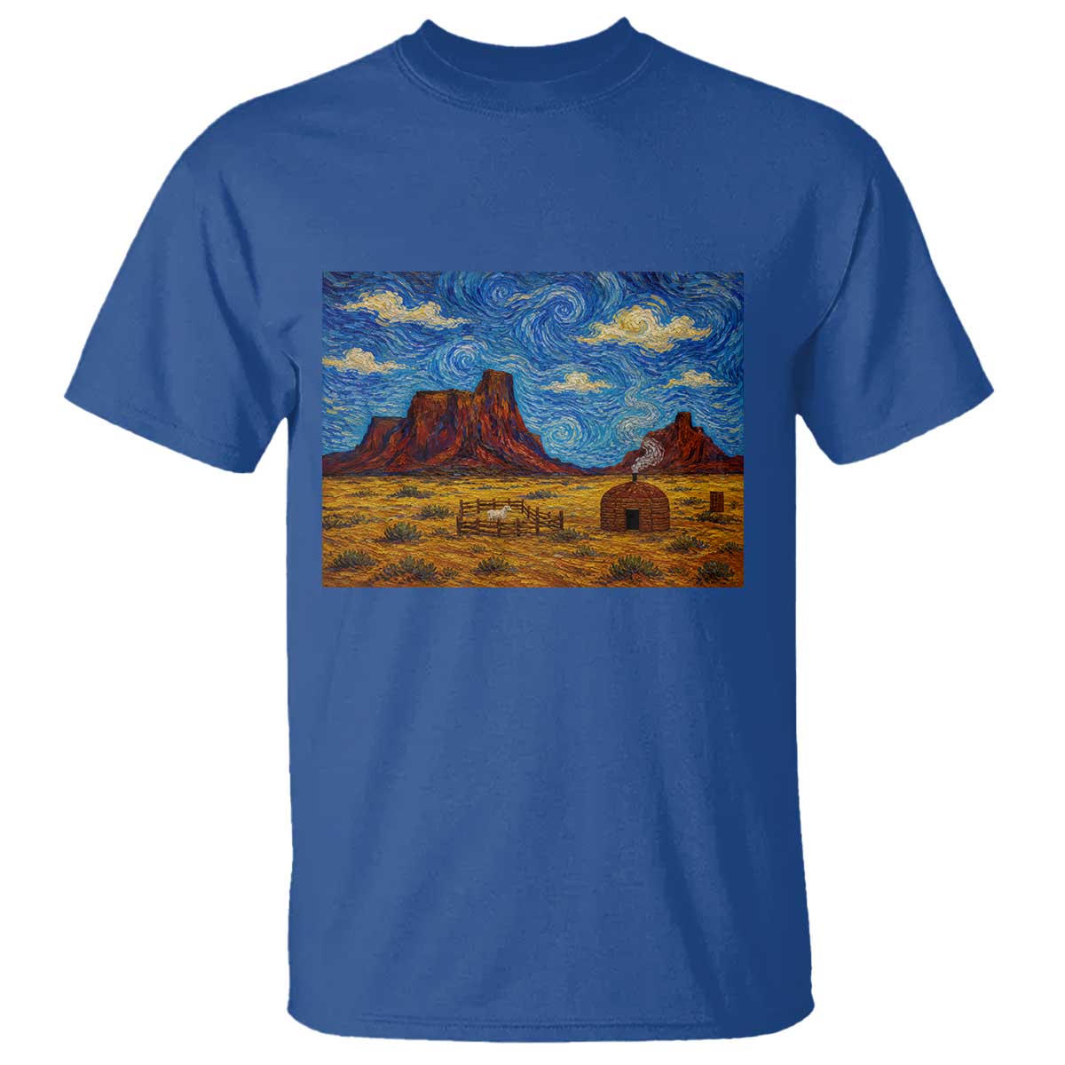 Starry Night Desert Monument Valley T Shirt Hogan Home Oil Painting Graphic