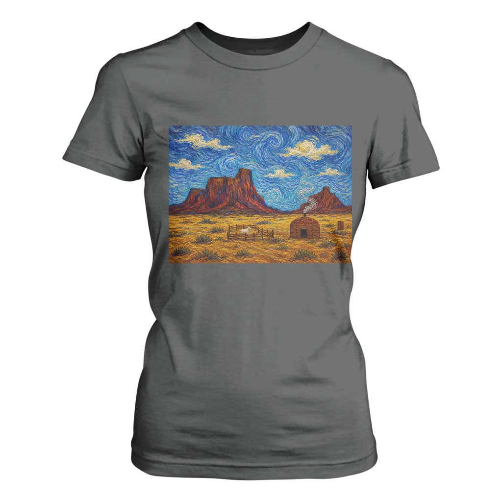 Starry Night Desert Monument Valley T Shirt For Women Hogan Home Oil Painting Graphic
