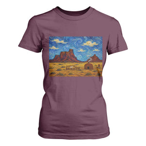 Starry Night Desert Monument Valley T Shirt For Women Hogan Home Oil Painting Graphic