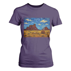 Starry Night Desert Monument Valley T Shirt For Women Hogan Home Oil Painting Graphic