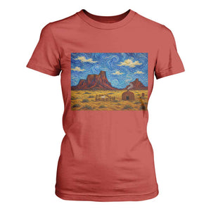 Starry Night Desert Monument Valley T Shirt For Women Hogan Home Oil Painting Graphic