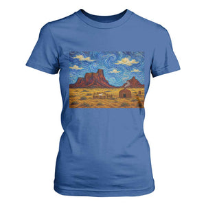 Starry Night Desert Monument Valley T Shirt For Women Hogan Home Oil Painting Graphic
