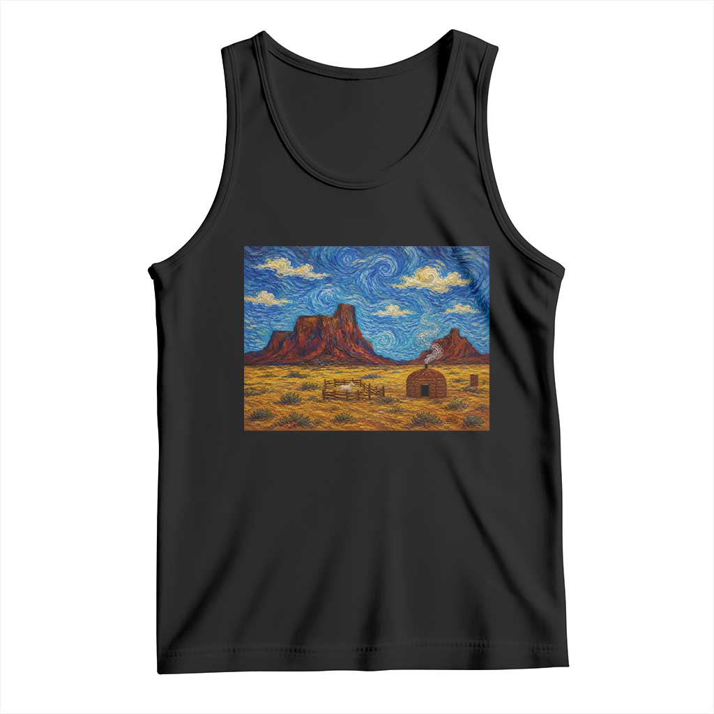 Starry Night Desert Monument Valley Tank Top Hogan Home Oil Painting Graphic TS12 Black Print Your Wear