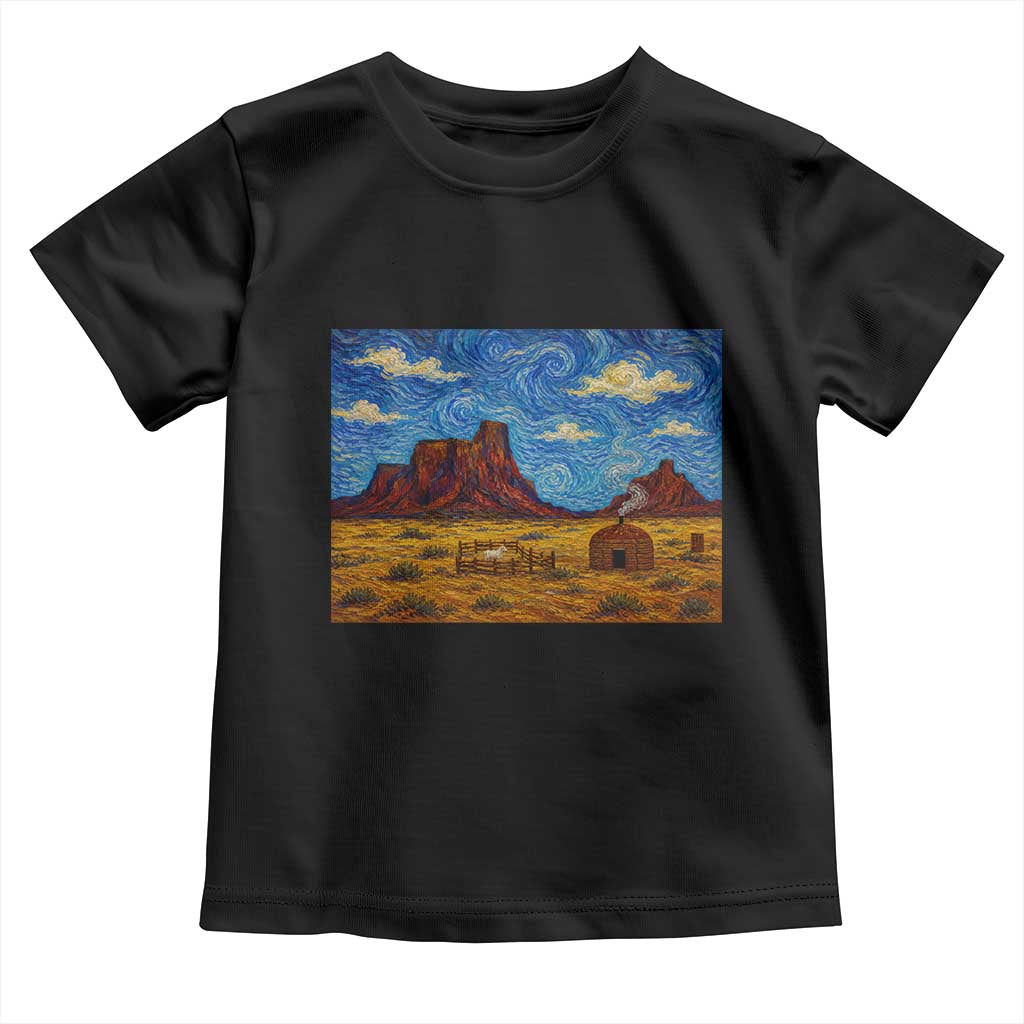 Starry Night Desert Monument Valley Toddler T Shirt Hogan Home Oil Painting Graphic TS12 Black Print Your Wear