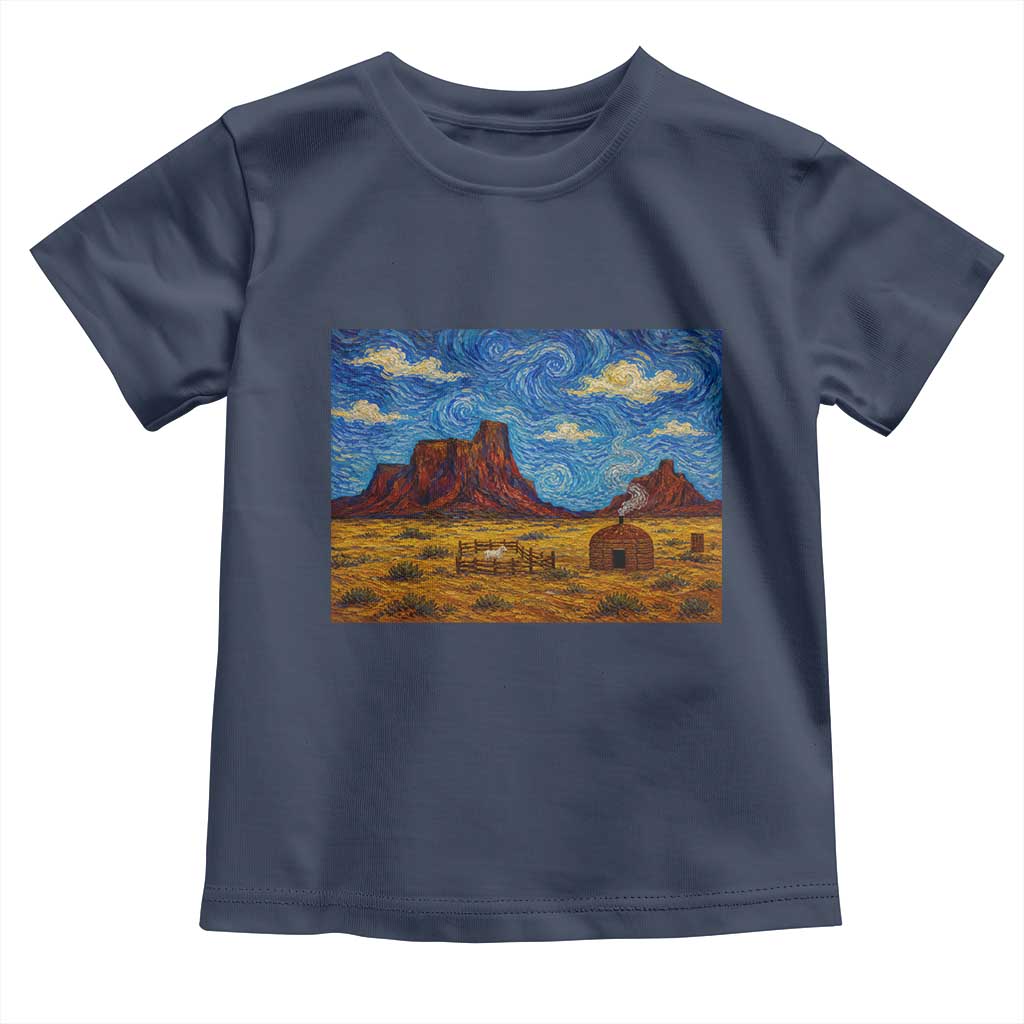Starry Night Desert Monument Valley Toddler T Shirt Hogan Home Oil Painting Graphic