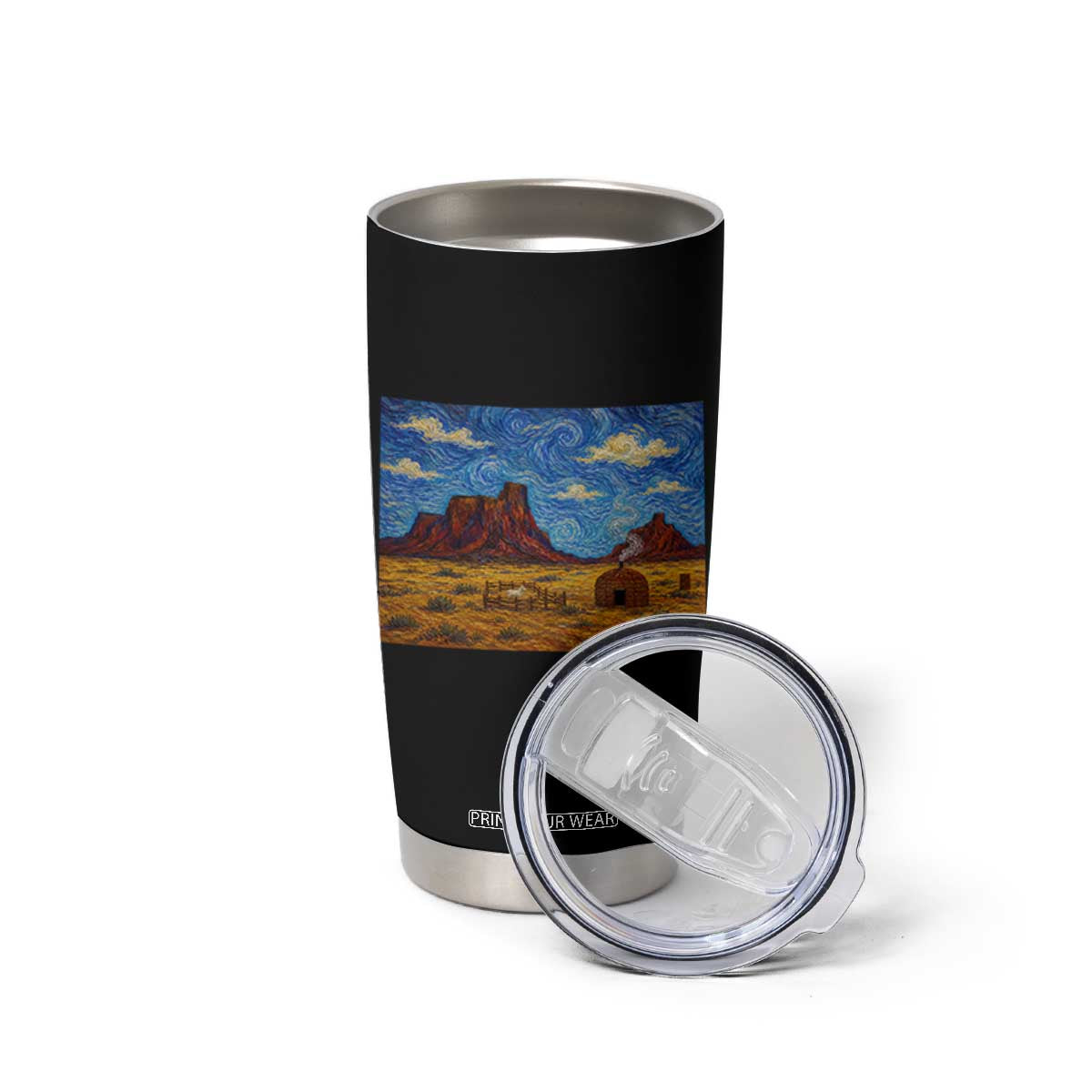 Starry Night Desert Monument Valley Tumbler Cup Hogan Home Oil Painting Graphic