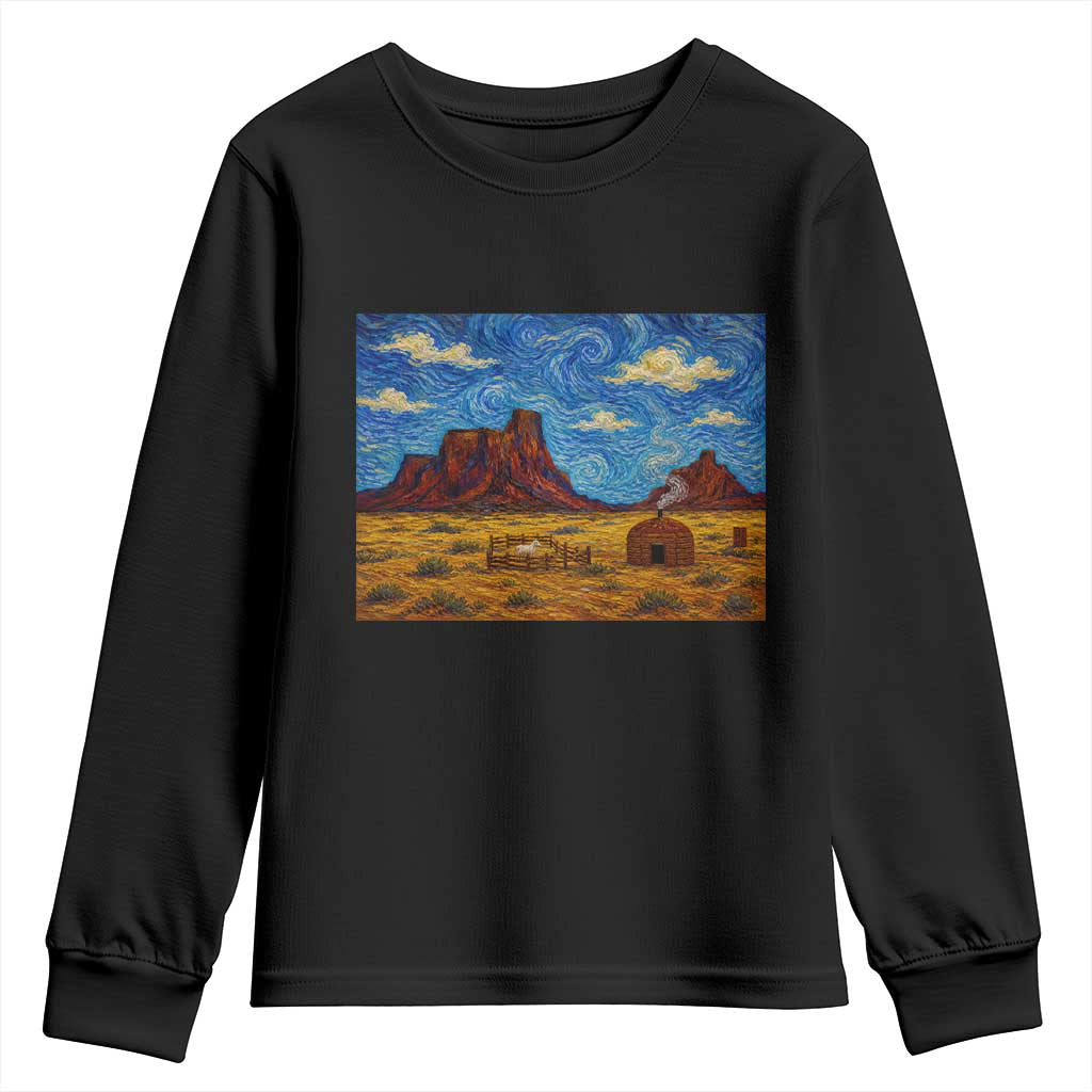 Starry Night Desert Monument Valley Youth Sweatshirt Hogan Home Oil Painting Graphic