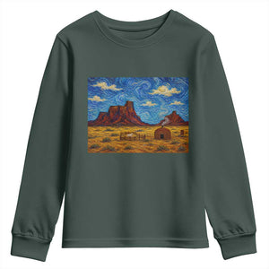 Starry Night Desert Monument Valley Youth Sweatshirt Hogan Home Oil Painting Graphic