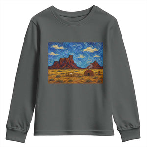 Starry Night Desert Monument Valley Youth Sweatshirt Hogan Home Oil Painting Graphic