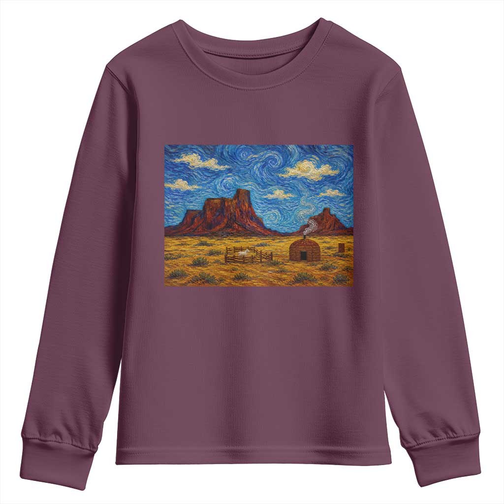 Starry Night Desert Monument Valley Youth Sweatshirt Hogan Home Oil Painting Graphic