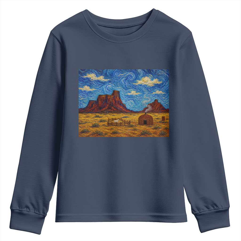Starry Night Desert Monument Valley Youth Sweatshirt Hogan Home Oil Painting Graphic