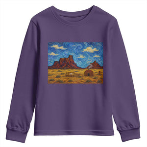 Starry Night Desert Monument Valley Youth Sweatshirt Hogan Home Oil Painting Graphic