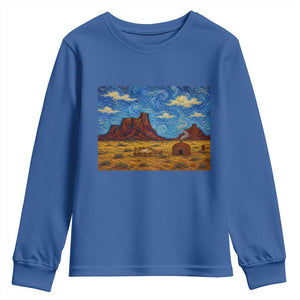 Starry Night Desert Monument Valley Youth Sweatshirt Hogan Home Oil Painting Graphic