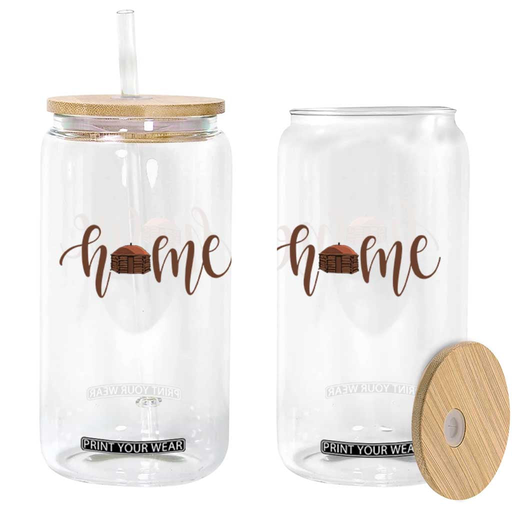 Rustic Hogan Home Typography Glass Can Native American Heritage Pride
