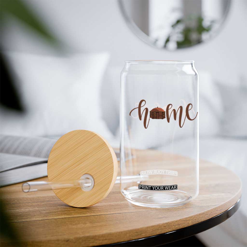 Rustic Hogan Home Typography Glass Can Native American Heritage Pride