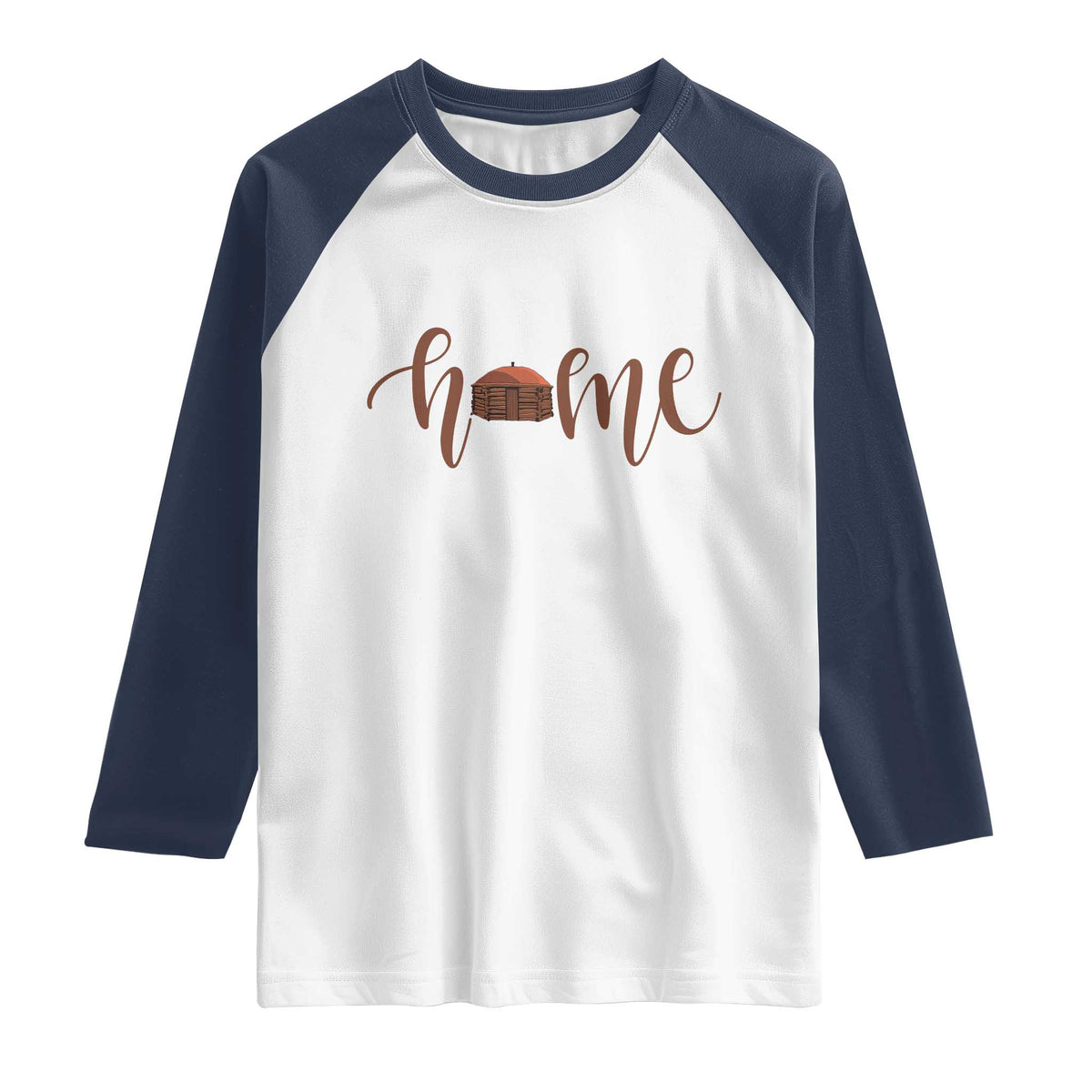Rustic Hogan Home Typography Raglan Shirt Native American Heritage Pride