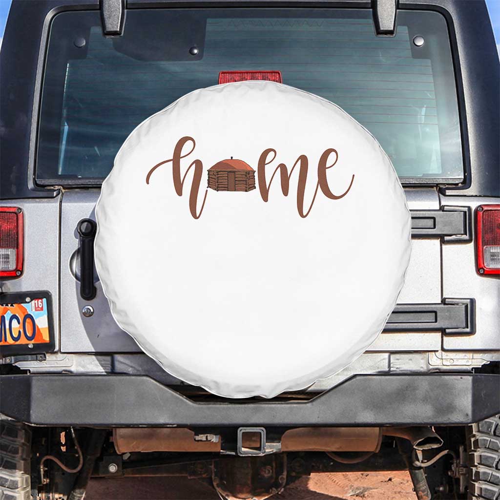 Rustic Hogan Home Typography Spare Tire Cover Native American Heritage Pride TS12 No hole White Print Your Wear