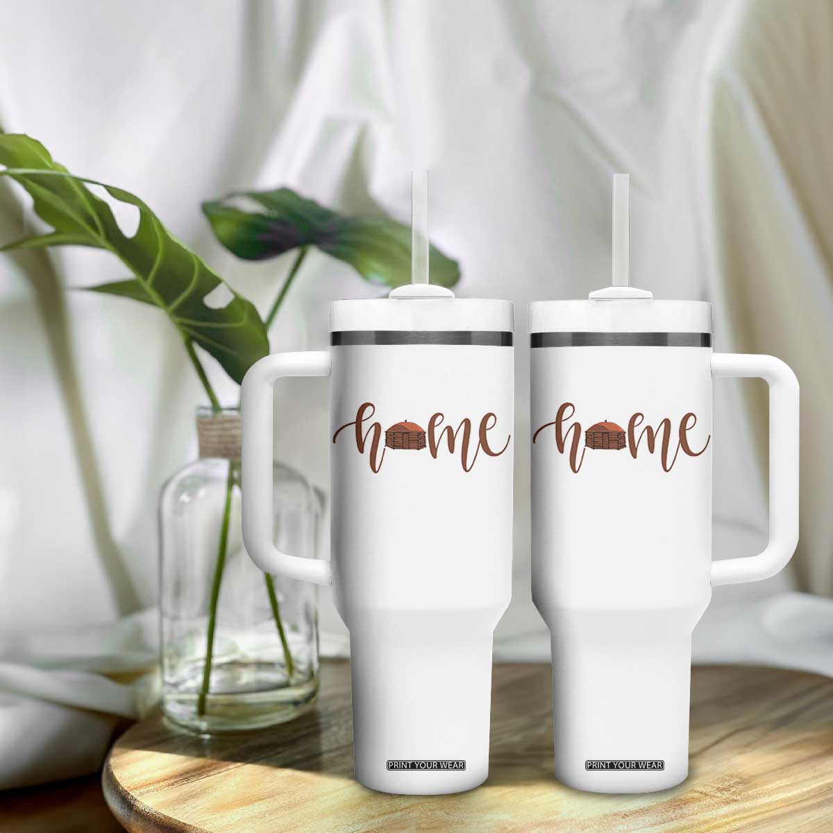 Rustic Hogan Home Typography Tumbler With Handle Native American Heritage Pride