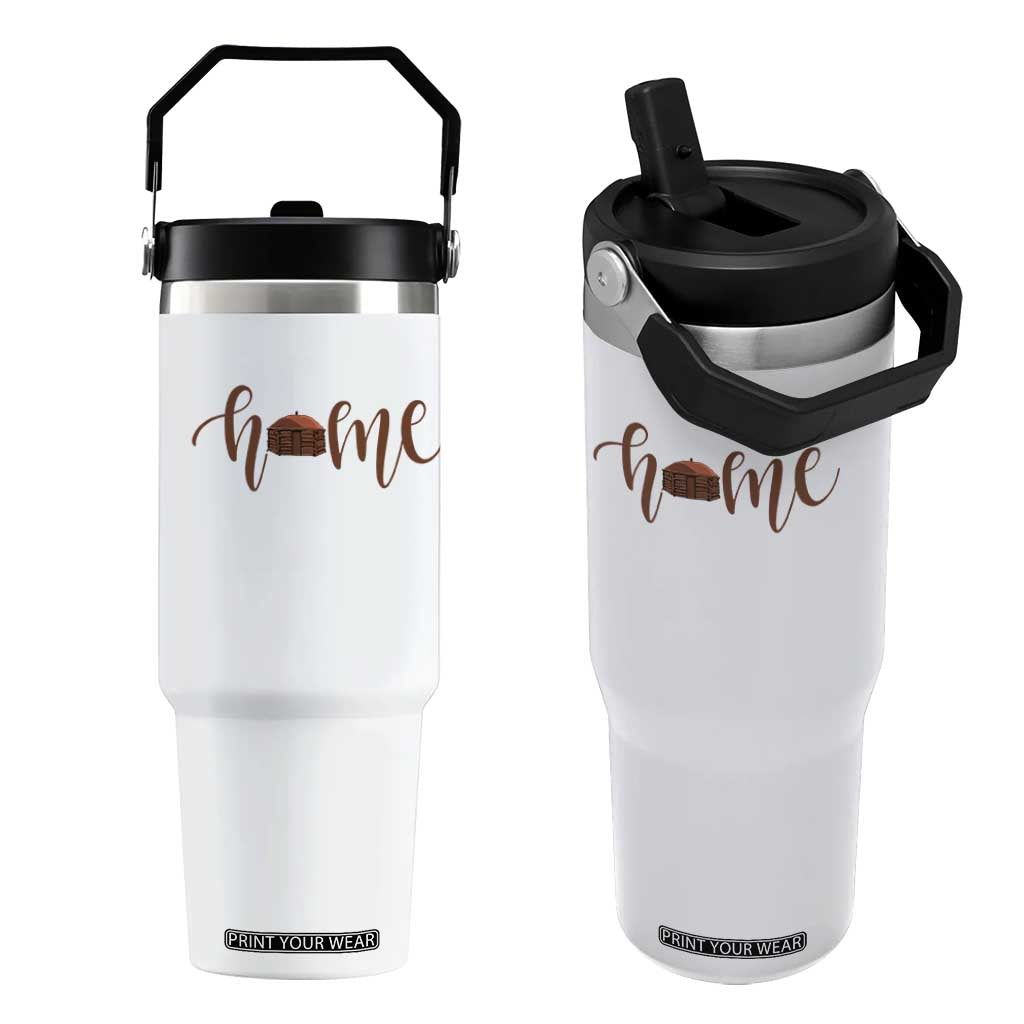 Rustic Hogan Home Typography Flip Straw Tumbler Native American Heritage Pride
