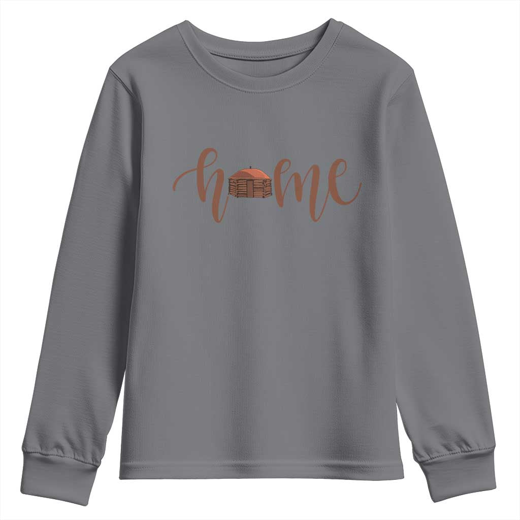 Rustic Hogan Home Typography Youth Sweatshirt Native American Heritage Pride
