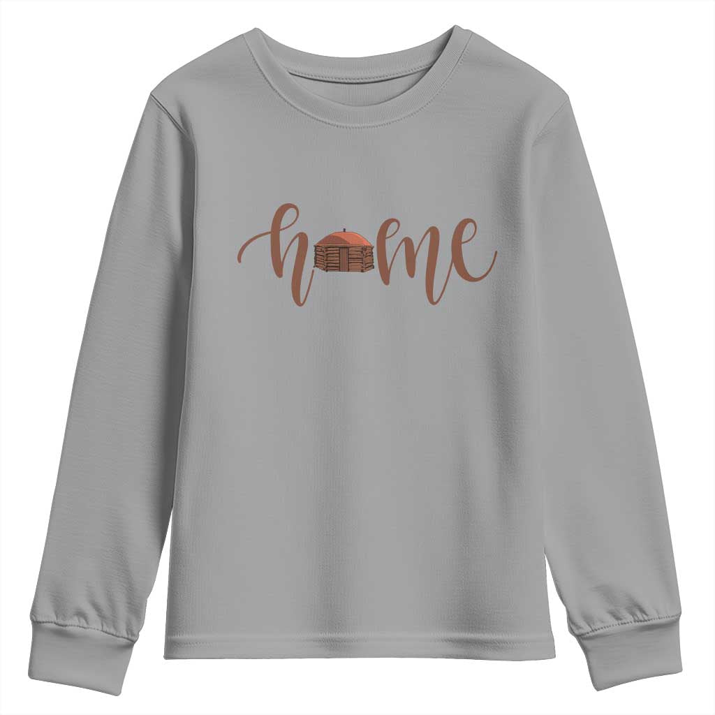 Rustic Hogan Home Typography Youth Sweatshirt Native American Heritage Pride