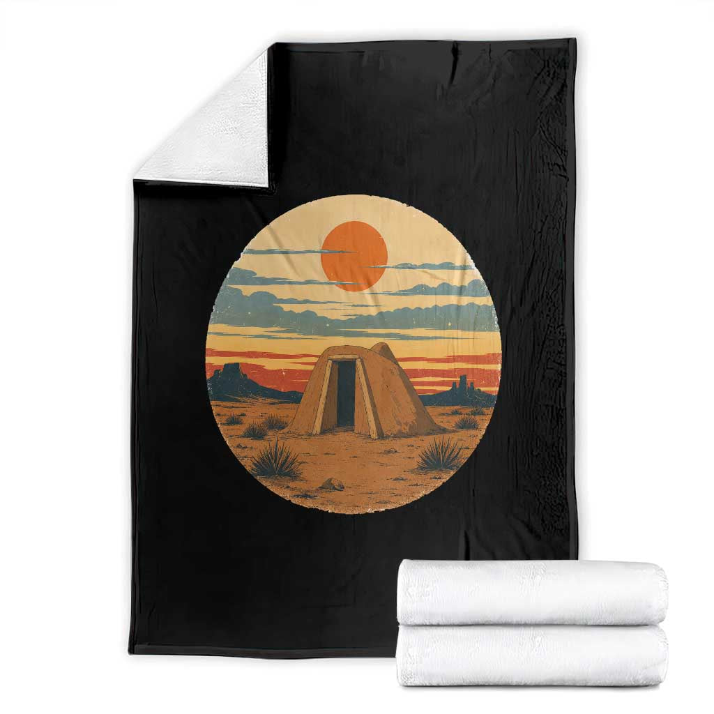 Vintage Monument Valley Landscape Throw Blanket Desert Hogan Home Art TS12 Black Print Your Wear