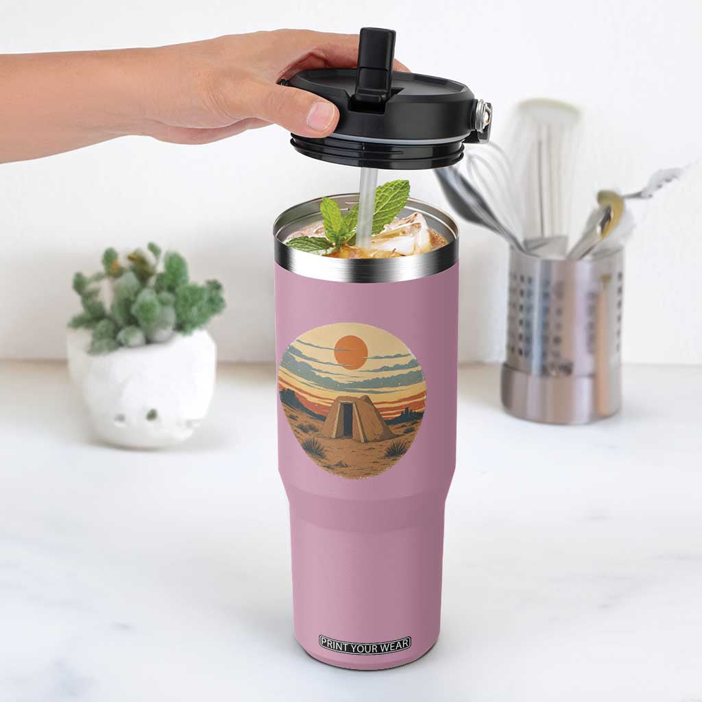 Vintage Monument Valley Landscape Flip Straw Tumbler Desert Hogan Home Art