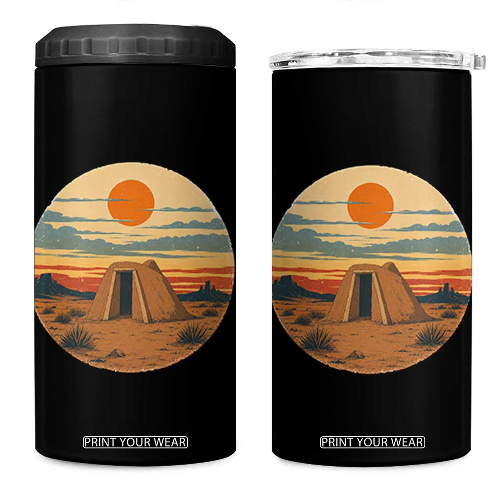 Vintage Monument Valley Landscape 4 in 1 Can Cooler Tumbler Desert Hogan Home Art
