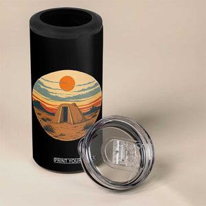 Vintage Monument Valley Landscape 4 in 1 Can Cooler Tumbler Desert Hogan Home Art
