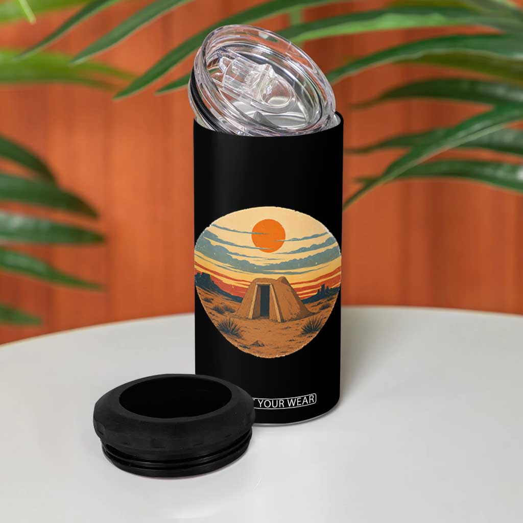 Vintage Monument Valley Landscape 4 in 1 Can Cooler Tumbler Desert Hogan Home Art
