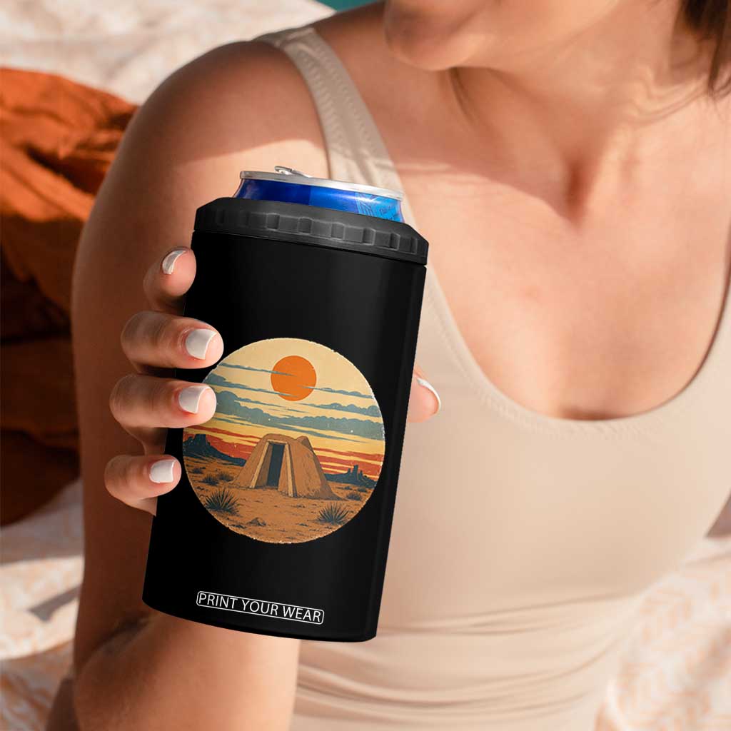 Vintage Monument Valley Landscape 4 in 1 Can Cooler Tumbler Desert Hogan Home Art