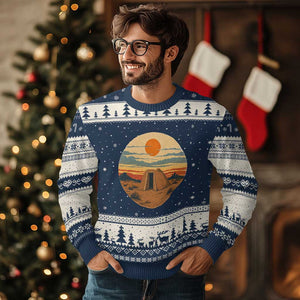 Vintage Monument Valley Landscape Ugly Christmas Sweater Desert Hogan Home Art