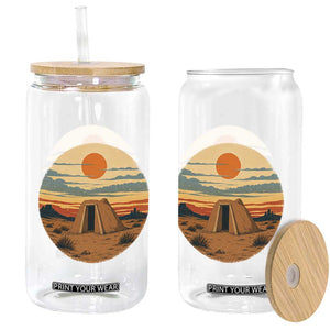 Vintage Monument Valley Landscape Glass Can Desert Hogan Home Art