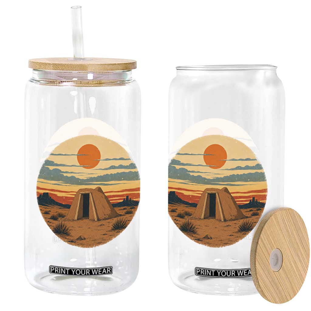 Vintage Monument Valley Landscape Glass Can Desert Hogan Home Art